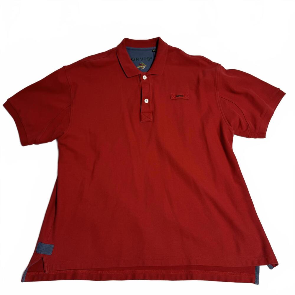 Orvis Men's Red Polo Shirt XL Peru Heavy Weight B19